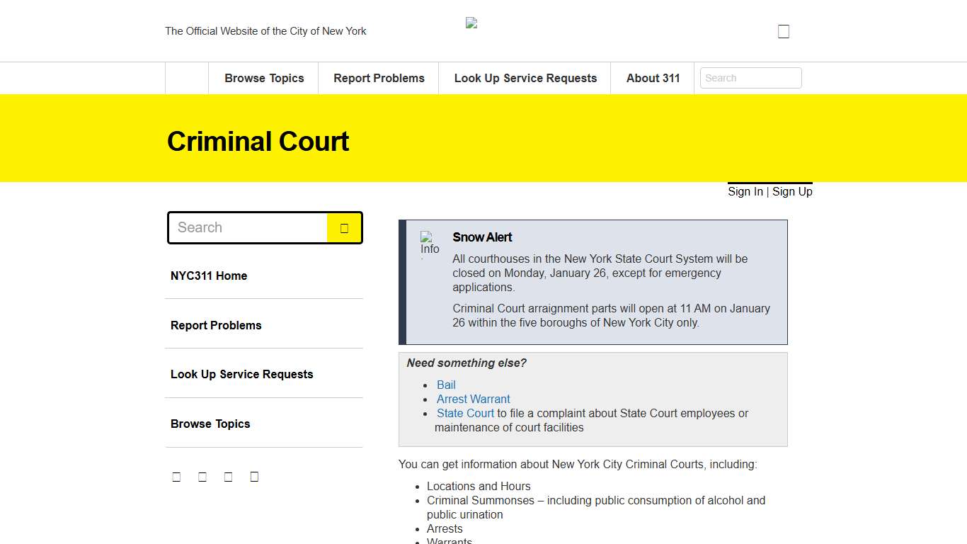 Criminal Court · NYC311